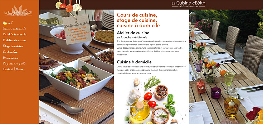Site web de la Cuisine d'Edith en Ardèche, Provence